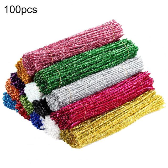 100Pcs Durable Metallic Pipe Handmade Color Pipe Cleaners Soft